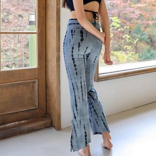 Printed Flare Yoga Pants | Soft Lines & Gentle Support