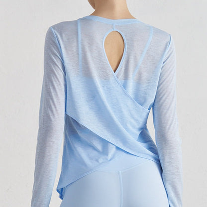 Airy Cross Open-Back Yoga Cover-Up | Light Layers for Studio & Daily Life