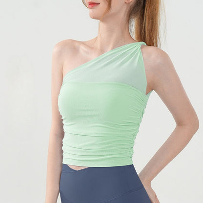 Open-Back Asymmetric Yoga Bra Top | Soft Support & Natural Hold
