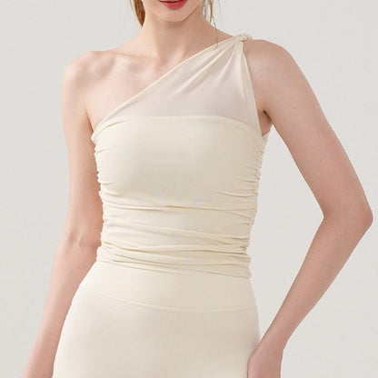 Open-Back Asymmetric Yoga Bra Top