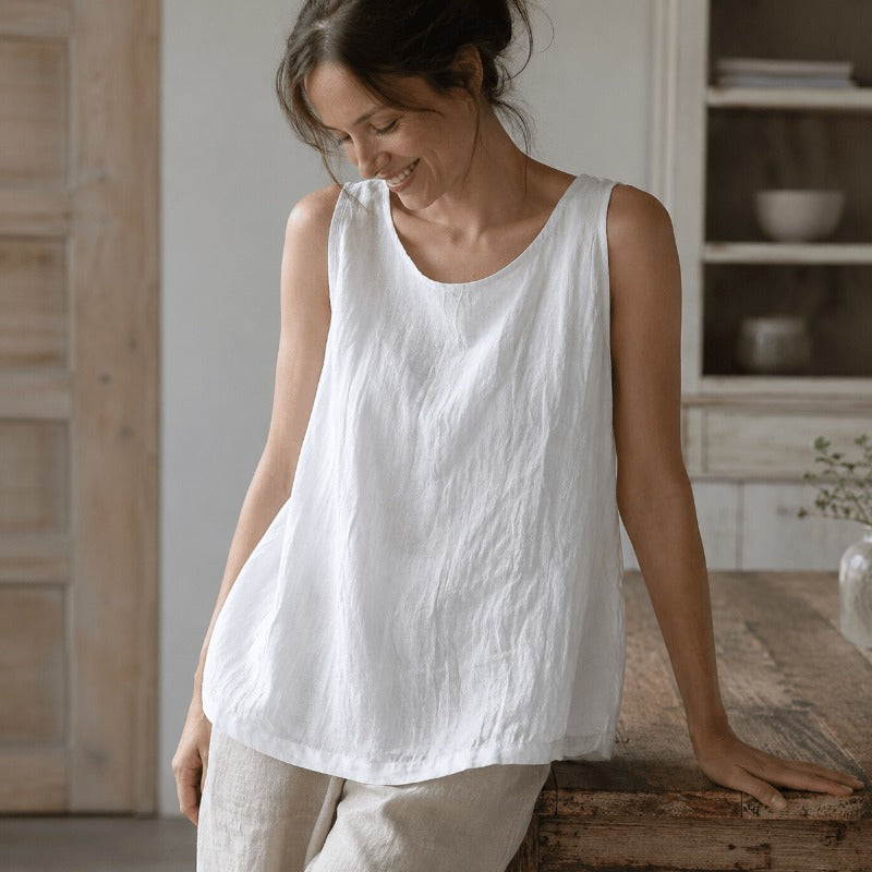 Airy Linen Cotton Yoga Tank Top | Lightweight Ease & Breathable Flow