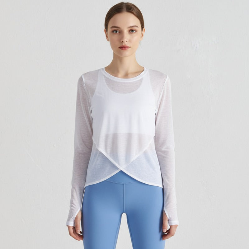 Airy Cross Open-Back Yoga Cover-Up | Light Layers for Studio & Daily Life