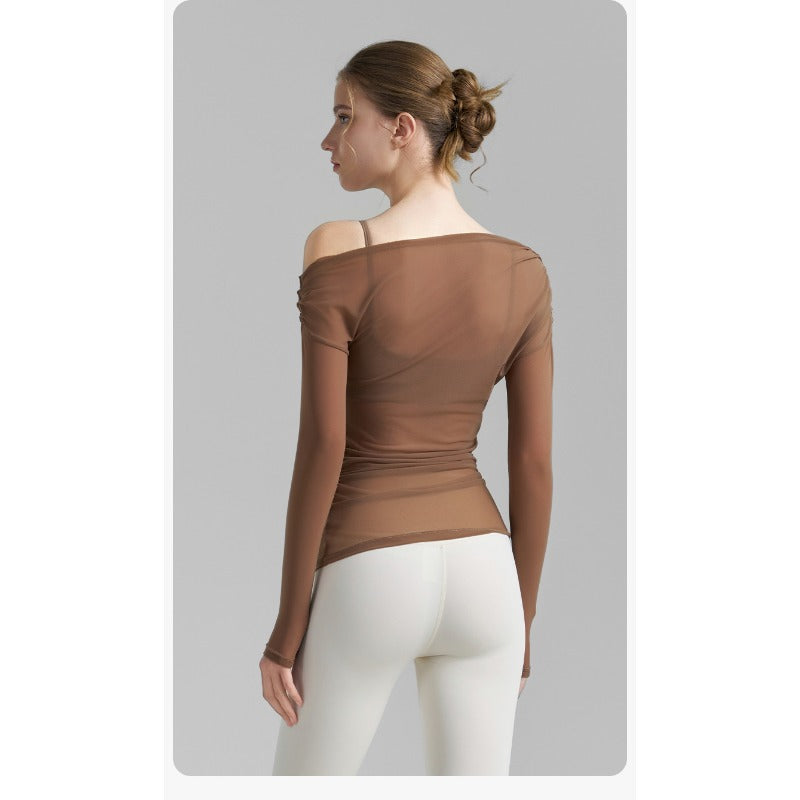 Mesh One-Shoulder Yoga Cover-Up | Light Layers for Studio & Daily Life