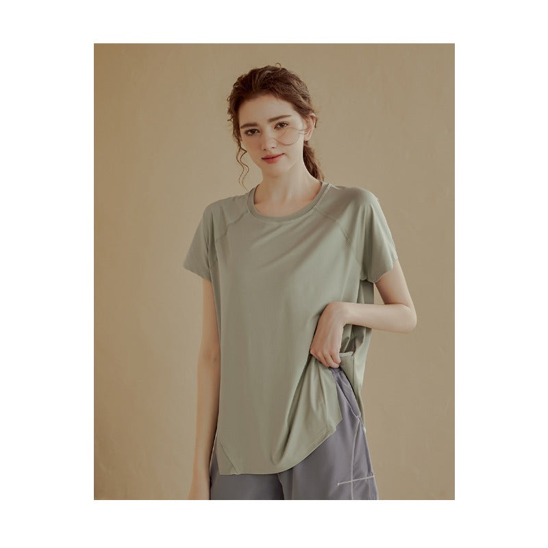 Quick-Dry Relaxed Yoga Shirt | Natural Texture & Everyday Flow