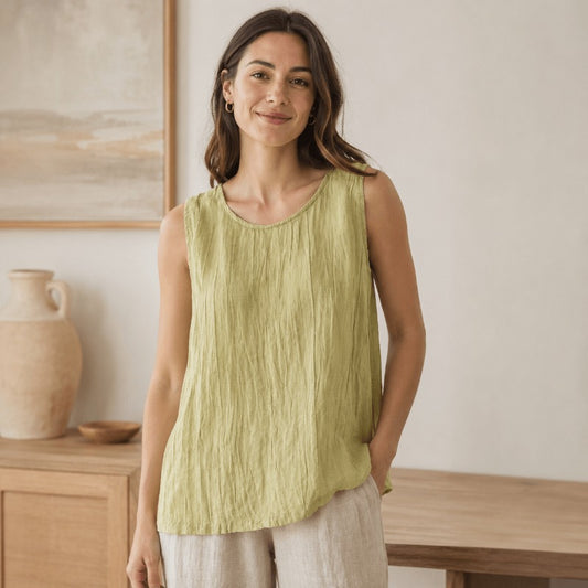 Airy Linen Cotton Yoga Tank Top | Lightweight Ease & Breathable Flow