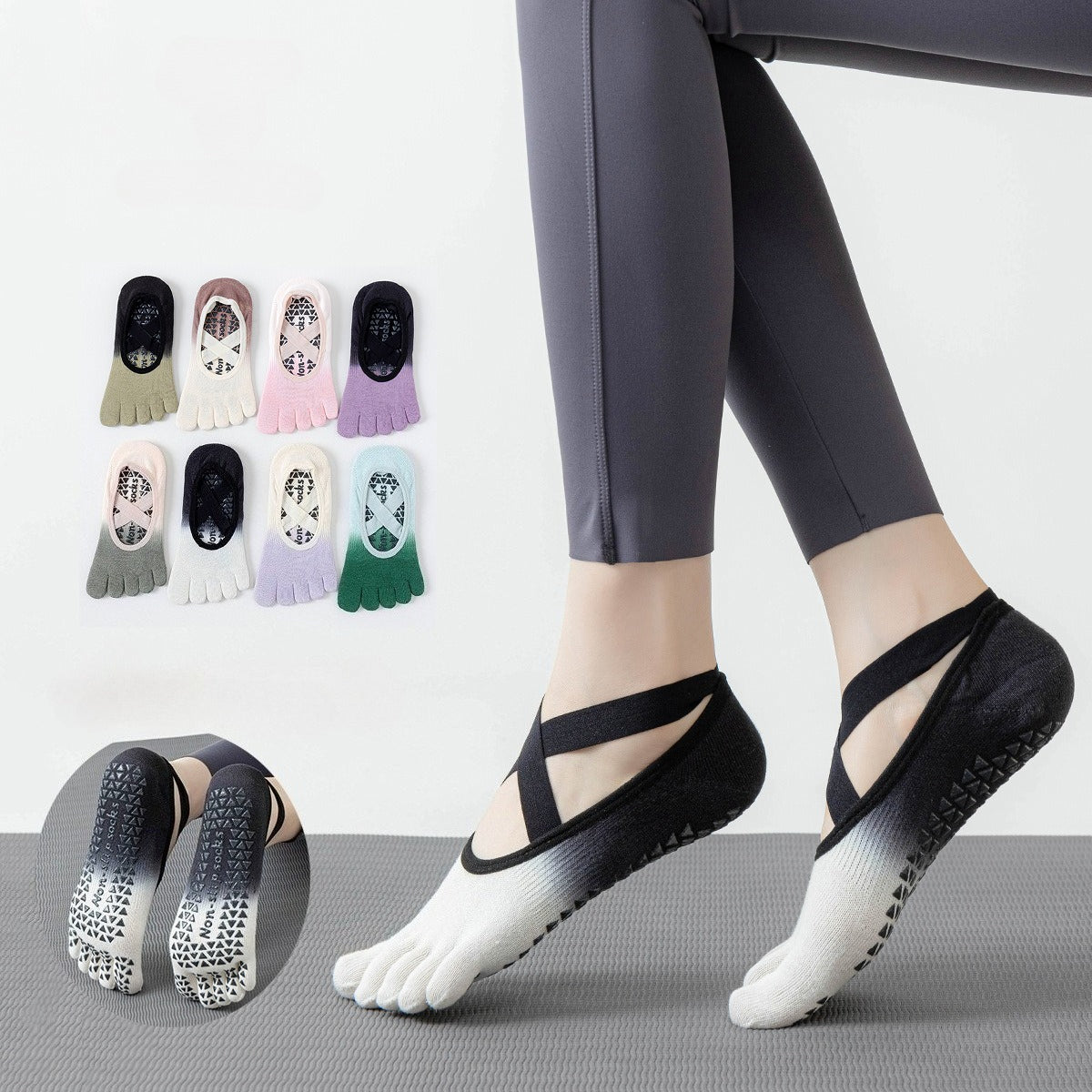 Non-Slip Five-Toe Yoga Socks | Grounded Grip & Barefoot Feel