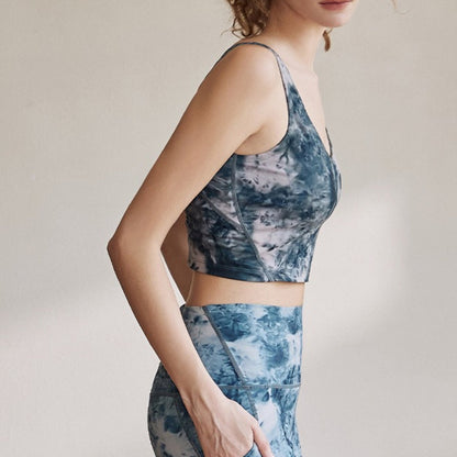 Tie-Dye Printed Yoga Bra Top | Soft Support & Natural Hold