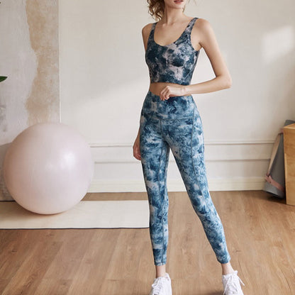 Tie-Dye Printed Yoga Bra Top | Soft Support & Natural Hold