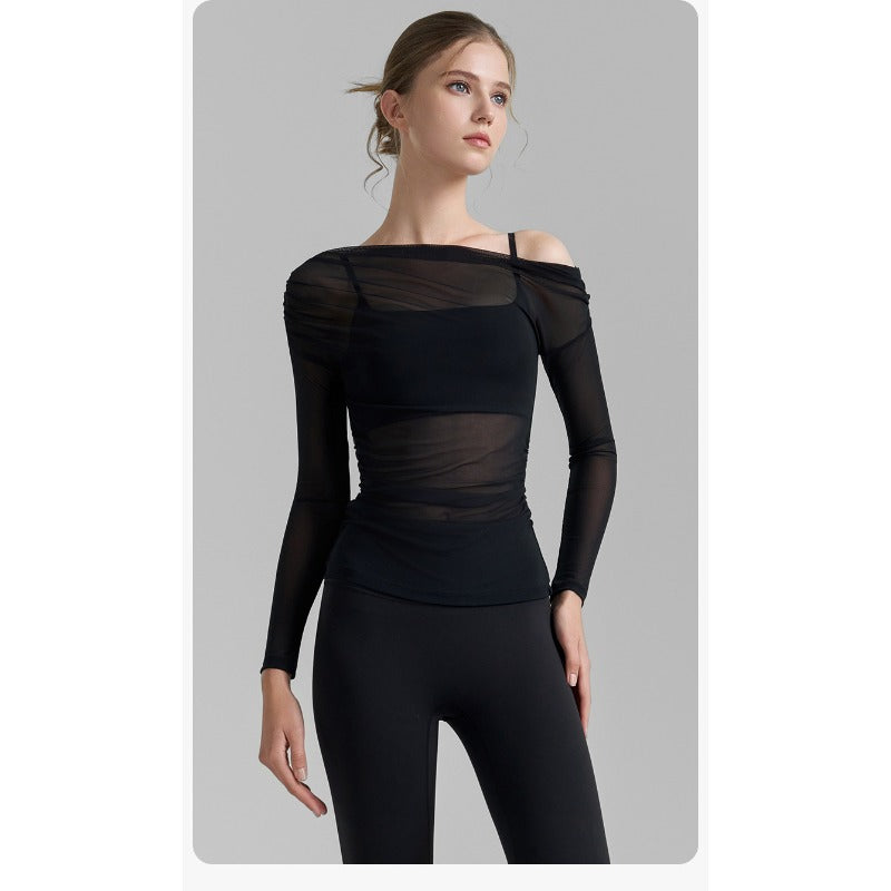 Mesh One-Shoulder Yoga Cover-Up | Light Layers for Studio & Daily Life
