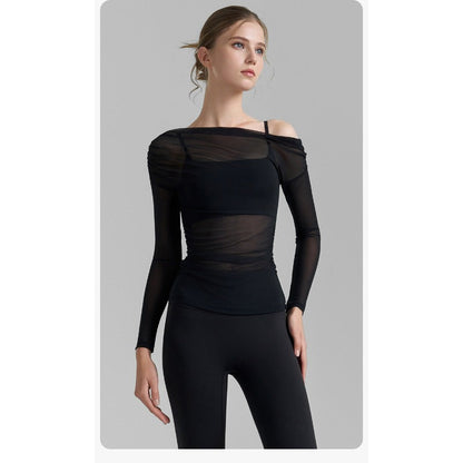 Mesh One-Shoulder Yoga Cover-Up | Light Layers for Studio & Daily Life