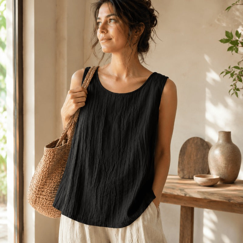 Airy Linen Cotton Yoga Tank Top | Lightweight Ease & Breathable Flow