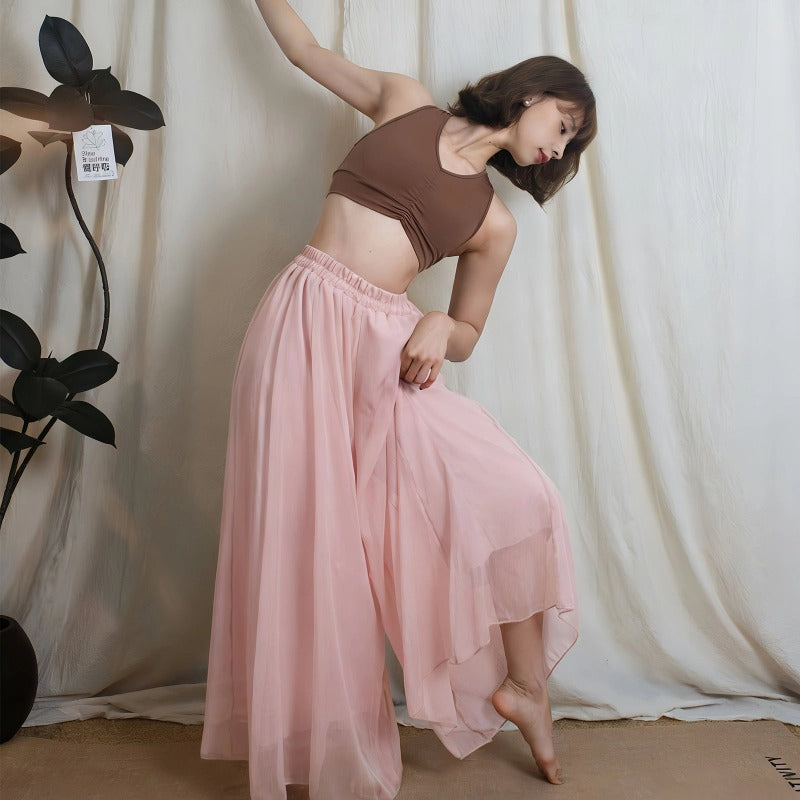 Airy Drape Wide-Leg Flow Yoga Set | Soft Structure & Everyday Ease