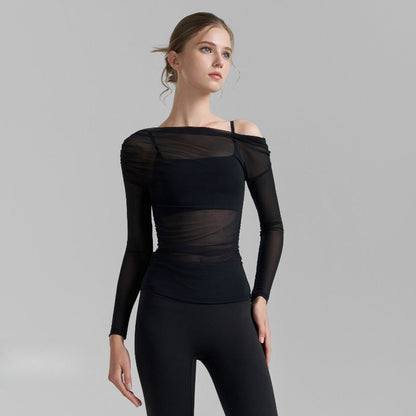 Mesh One-Shoulder Yoga Cover-Up | Light Layers for Studio & Daily Life