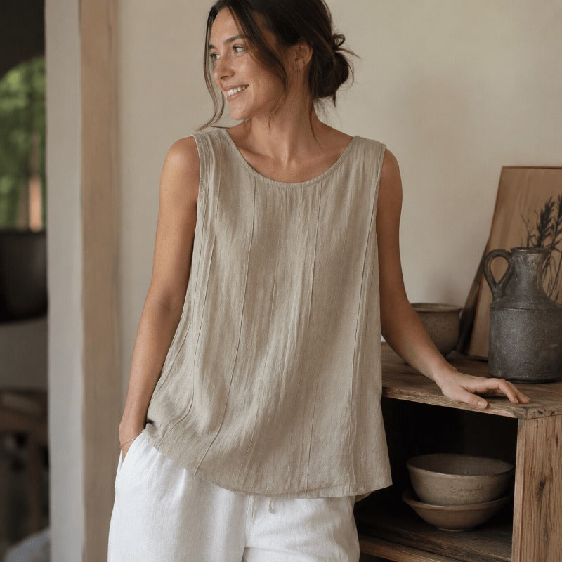 Airy Linen Cotton Yoga Tank Top | Lightweight Ease & Breathable Flow