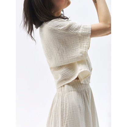 Cotton V-Neck Relaxed Yoga Shirt | Natural Texture & Everyday Flow