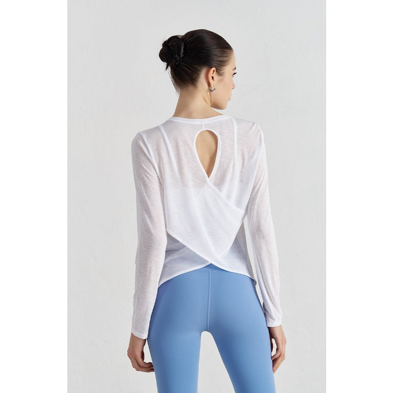 Airy Cross Open-Back Yoga Cover-Up | Light Layers for Studio & Daily Life