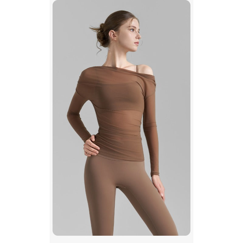 Mesh One-Shoulder Yoga Cover-Up | Light Layers for Studio & Daily Life