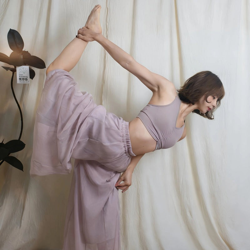 Airy Drape Wide-Leg Flow Yoga Set | Soft Structure & Everyday Ease