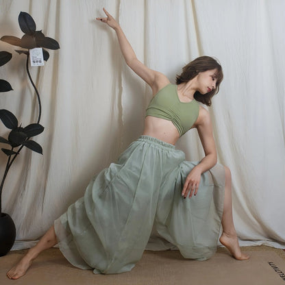 Airy Drape Wide-Leg Flow Yoga Set | Soft Structure & Everyday Ease