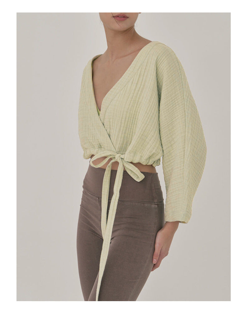 Airy Cotton V-Neck Yoga Top | Soft Movement & Everyday Ease