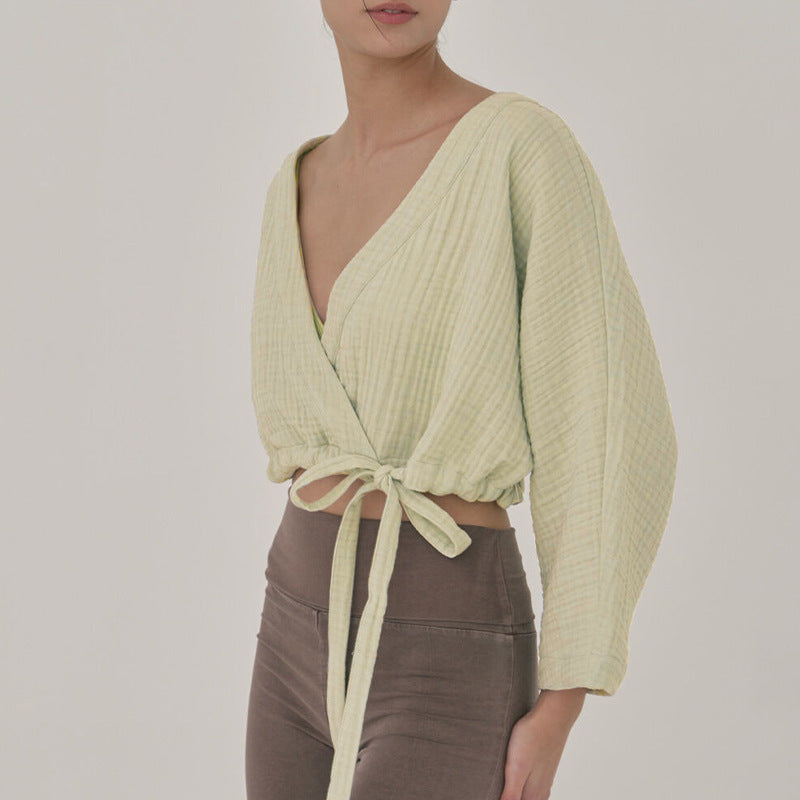 Airy Cotton V-Neck Yoga Top | Soft Movement & Everyday Ease