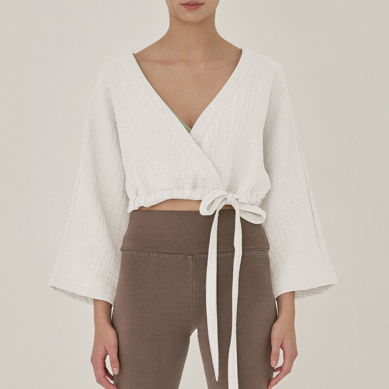 Airy Cotton V-Neck Yoga Top | Soft Movement & Everyday Ease