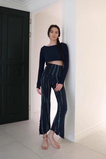 Printed Flare Yoga Pants | Soft Lines & Gentle Support