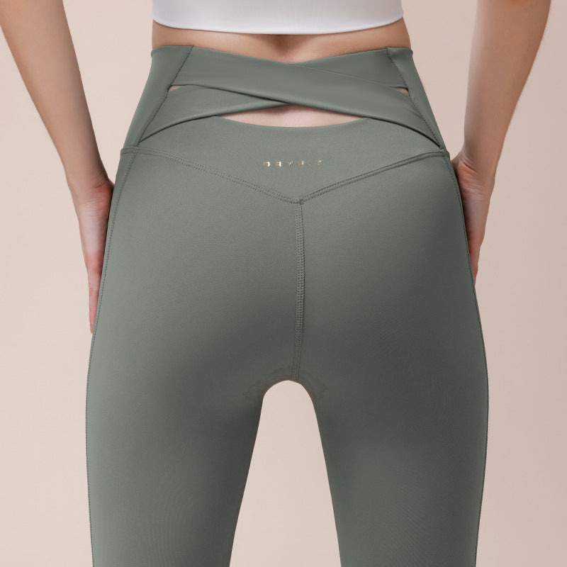 Cross High-Waisted Yoga Leggings | Supportive Fit & Natural Feel