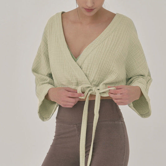 Airy Cotton V-Neck Yoga Top