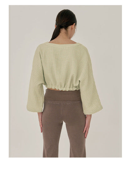 Airy Cotton V-Neck Yoga Top | Soft Movement & Everyday Ease