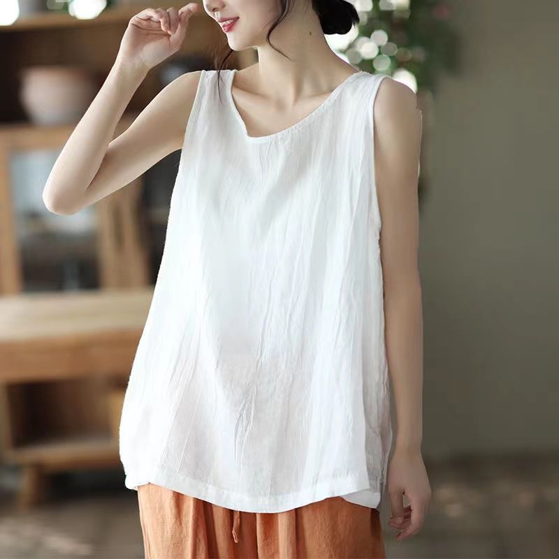 Airy Linen Cotton Yoga Tank Top | Lightweight Ease & Breathable Flow