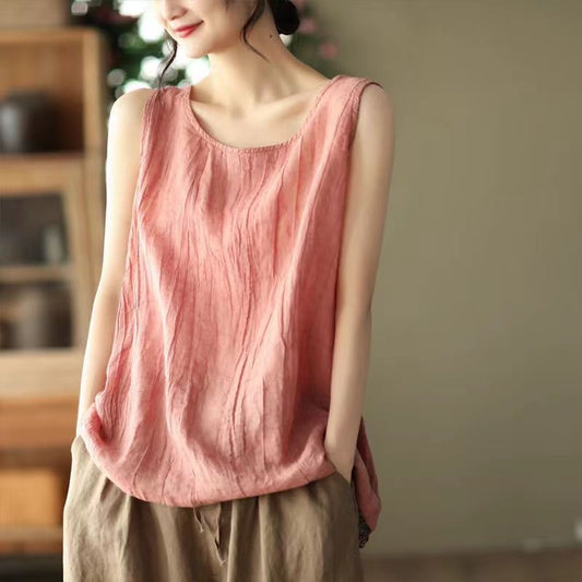 Airy Linen Cotton Yoga Tank Top | Lightweight Ease & Breathable Flow