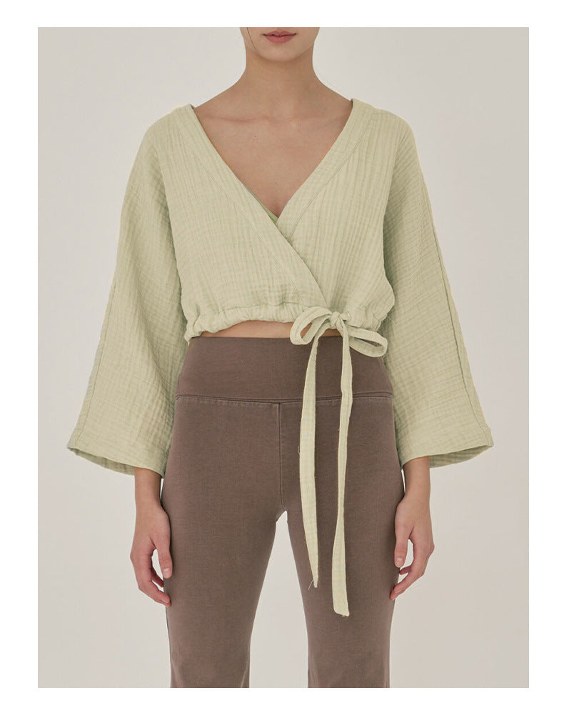 Airy Cotton V-Neck Yoga Top | Soft Movement & Everyday Ease