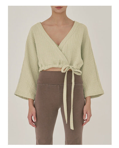 Airy Cotton V-Neck Yoga Top | Soft Movement & Everyday Ease