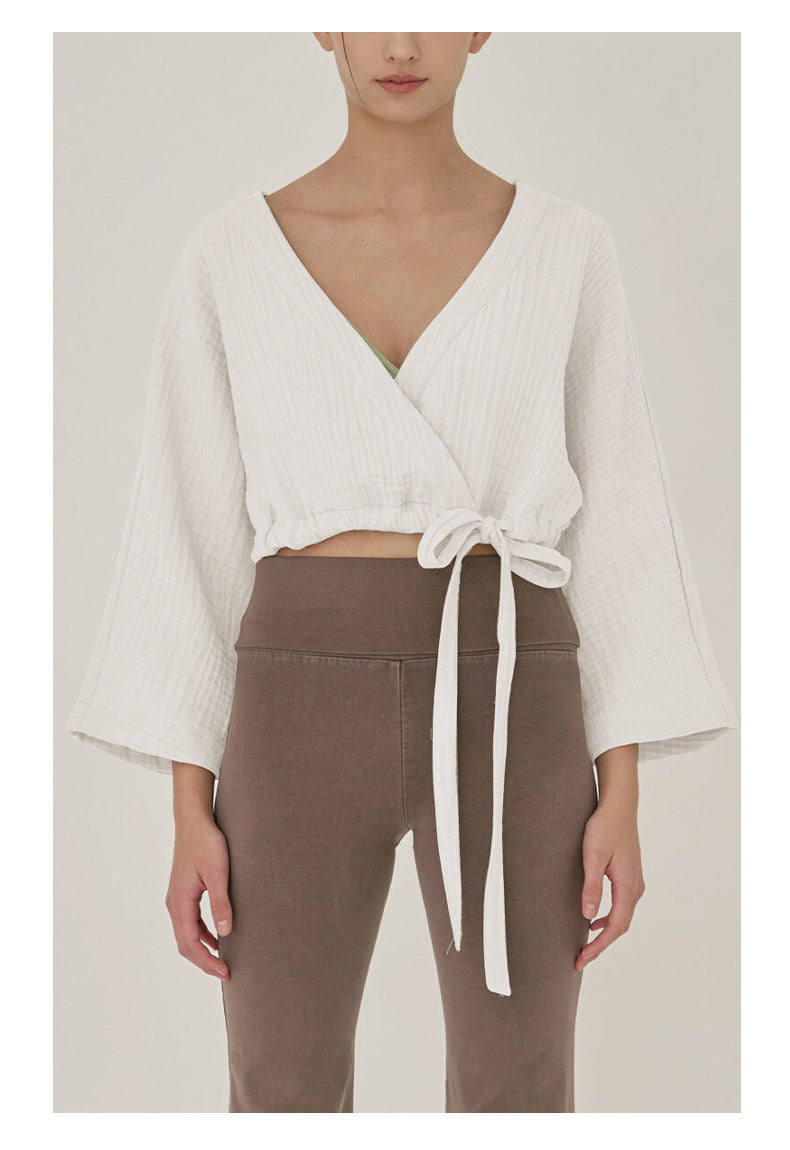 Airy Cotton V-Neck Yoga Top | Soft Movement & Everyday Ease