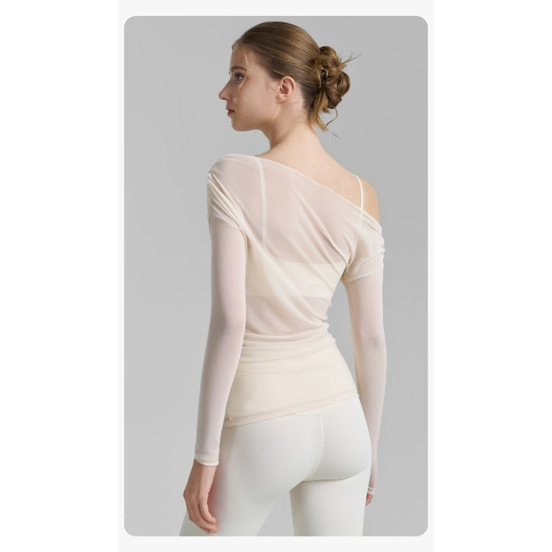 Mesh One-Shoulder Yoga Cover-Up | Light Layers for Studio & Daily Life