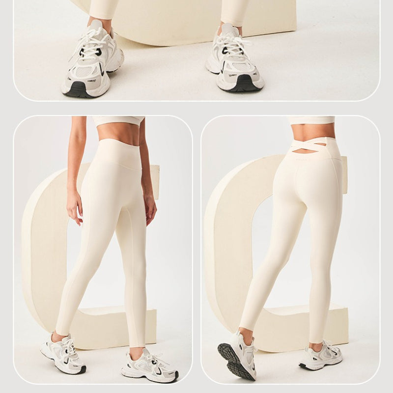 Cross High-Waisted Yoga Leggings | Supportive Fit & Natural Feel
