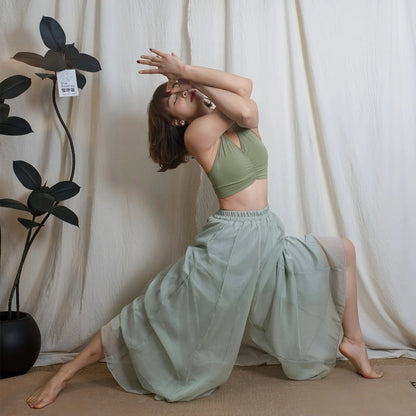Airy Drape Wide-Leg Flow Yoga Set | Soft Structure & Everyday Ease