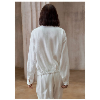 Linen V-Neck Relaxed Yoga Shirt | Natural Texture & Everyday Flow